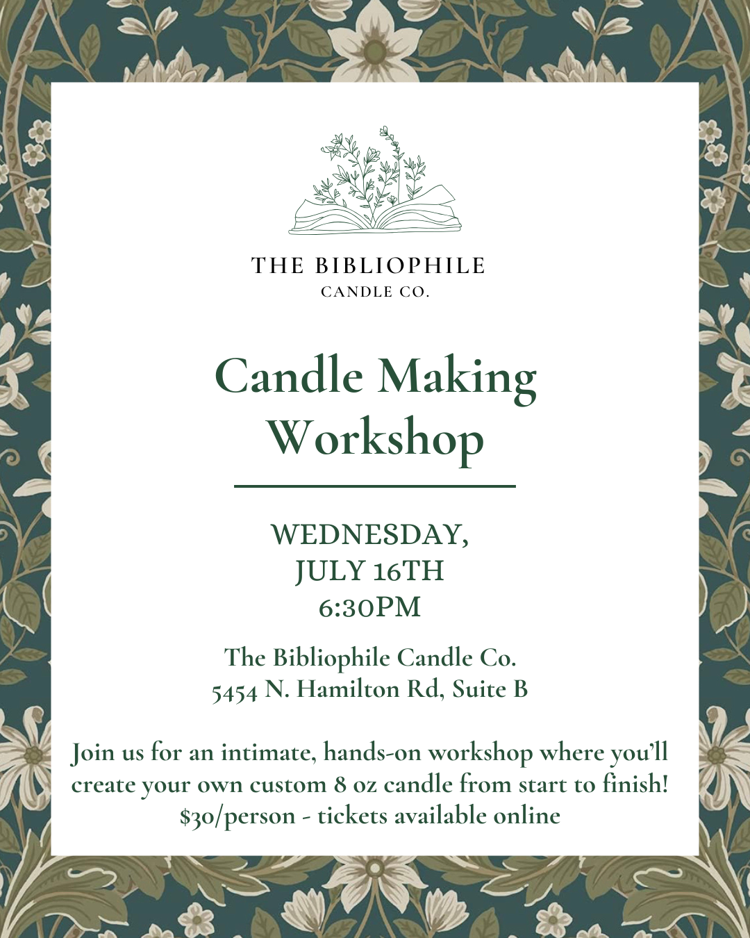 Bibliophile Candle Pouring Workshop
